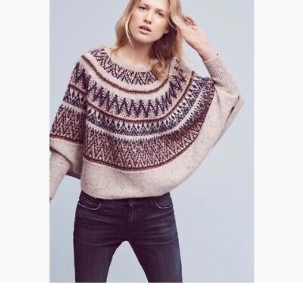 Anthropologie sleeping on snow fair isle poncho